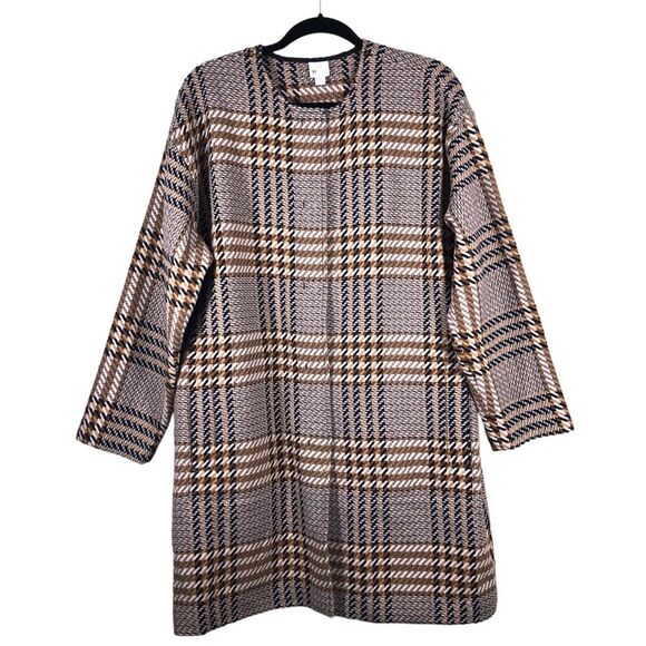 J. Jill Glen Plaid Snap Front Pebble Wool Blend Jacket Coat Size Petite Large